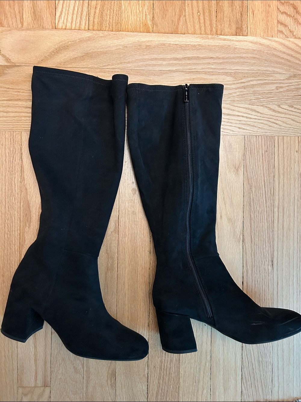 Anne Klein Black Over-The-Knee Suede Block Heel Boots